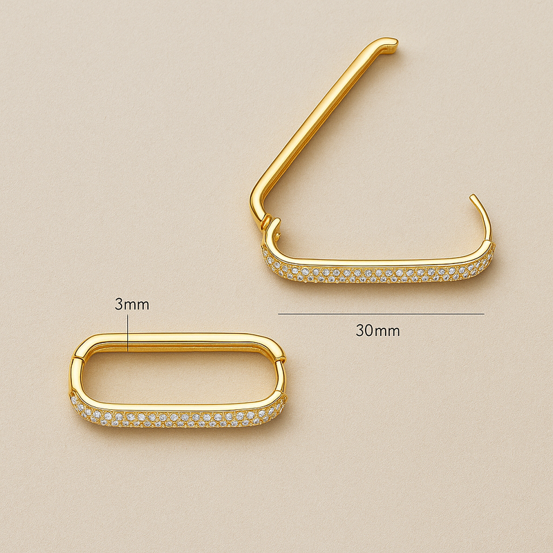 Large Pavé Hoop Earrings in Gold