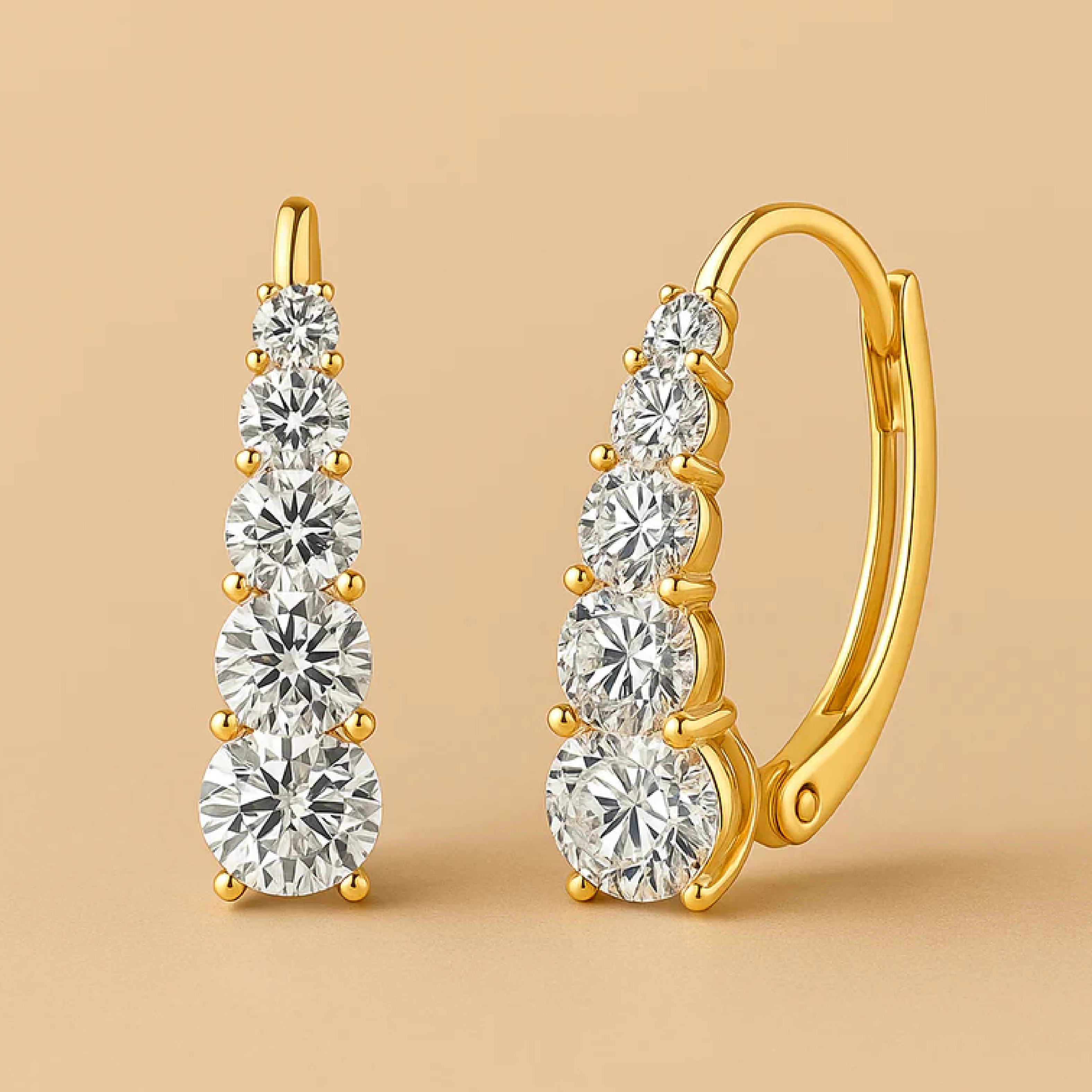Carol Four-Stone Stud Earrings in Gold