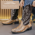 Frank | Embroidered Snakeskin Style Western Boots