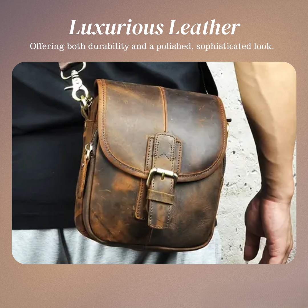 Nolan | Compact Leather Crossbody Pouch with Buckle Flap