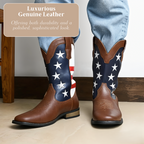 Andrew | Personalized American Flag Western Cowboy Boots