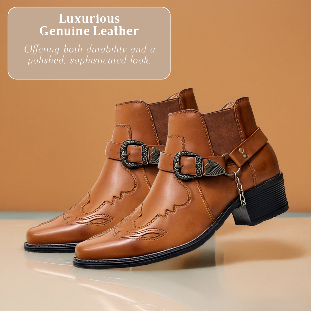 Sverre | Pointed Toe Chain Buckle Cowboy Boots