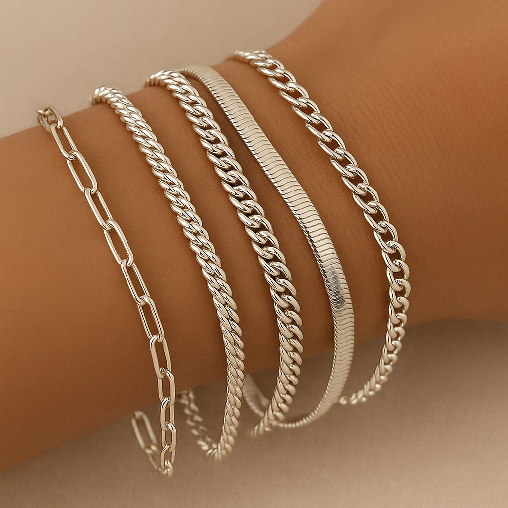 Ellis Renner Signature Bracelet Set – White Gold