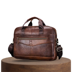 Clayton | Classic Leather Briefcase with Front Zip Accent