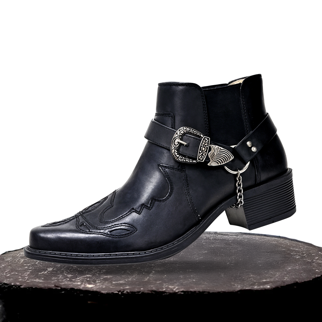 Sverre | Pointed Toe Chain Buckle Cowboy Boots