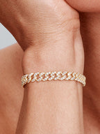 Moissanite Cuban Link Bracelet in Gold
