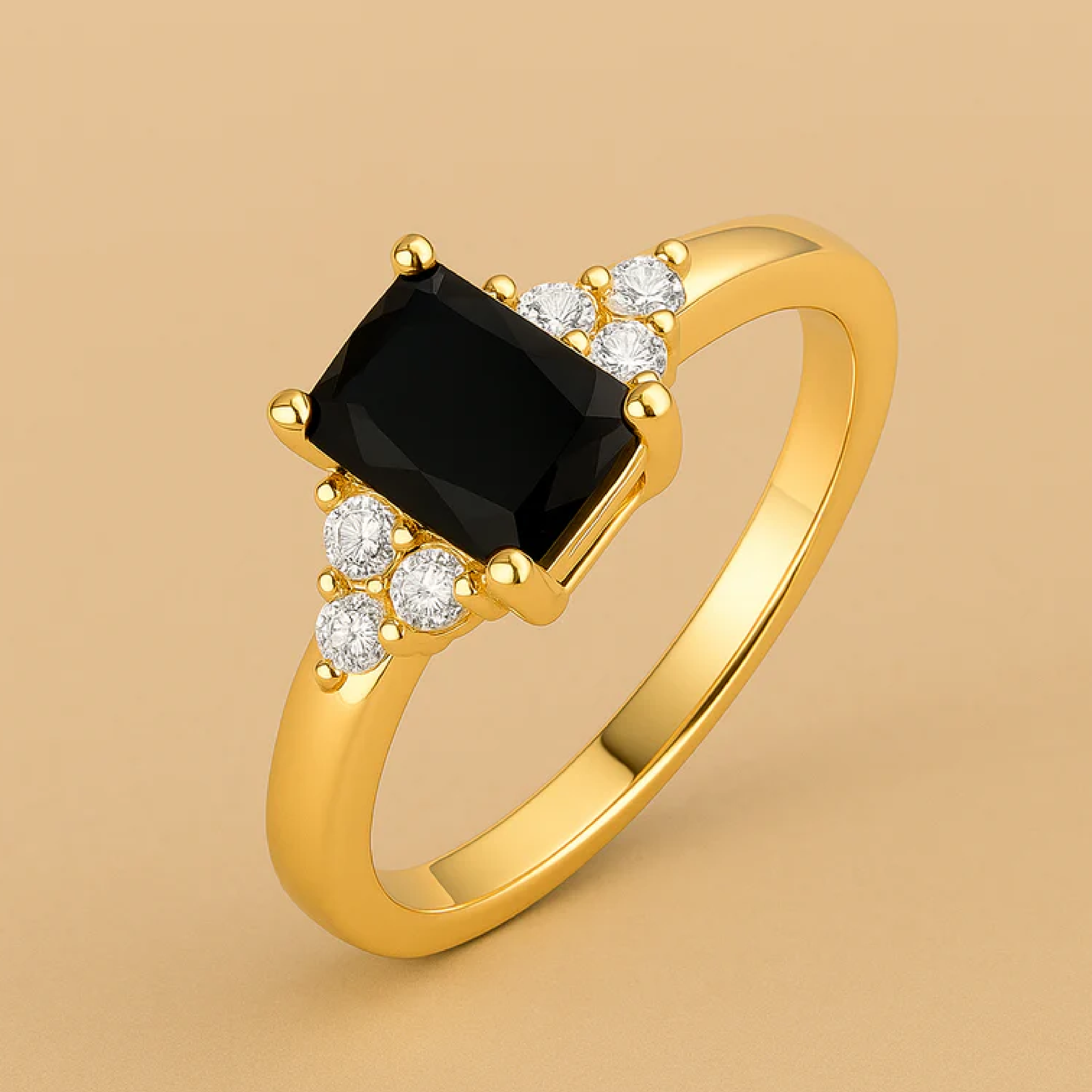 Black Spinel Ring in Gold