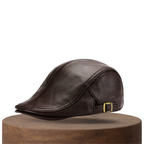 Hanz | Genuine Leather Adjustable Fit Newsboy Cap