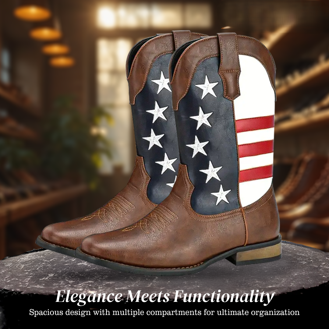 Andrew | Personalized American Flag Western Cowboy Boots