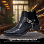 Sverre | Pointed Toe Chain Buckle Cowboy Boots