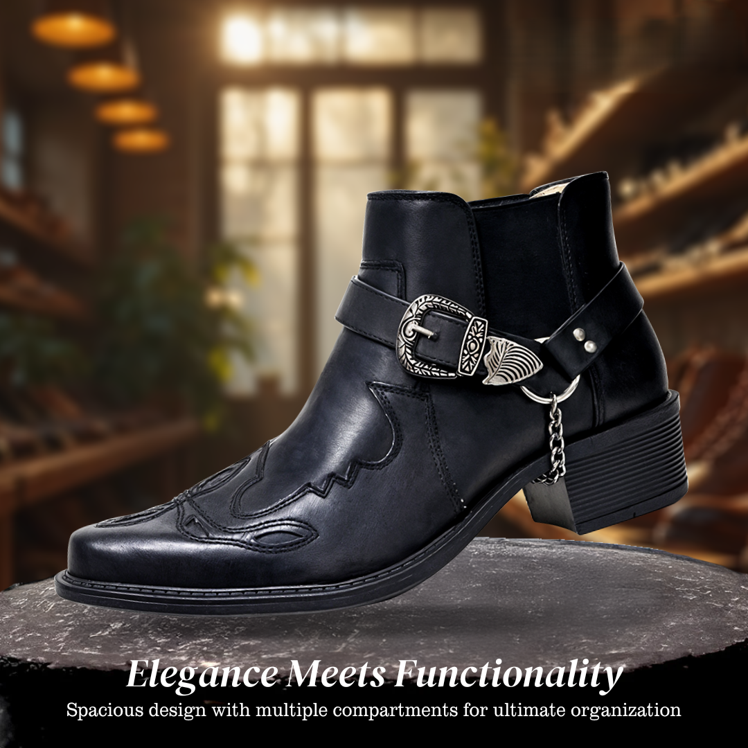 Sverre | Pointed Toe Chain Buckle Cowboy Boots