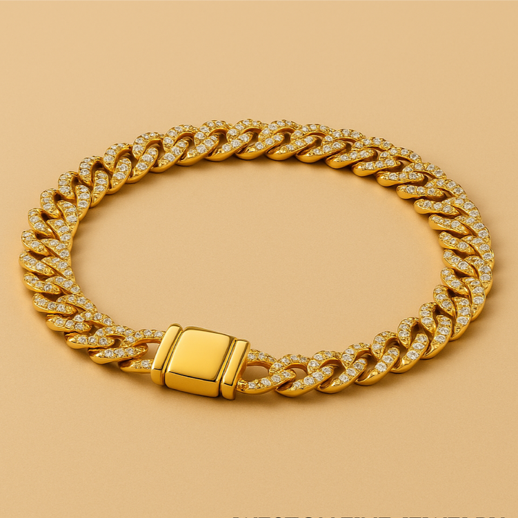 Moissanite Cuban Link Bracelet in Gold