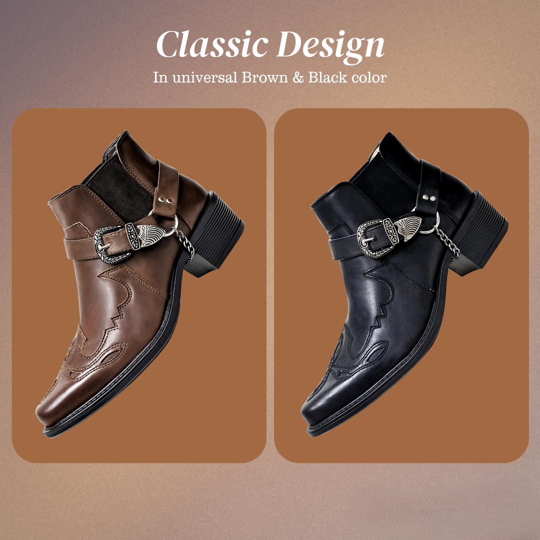 Sverre | Pointed Toe Chain Buckle Cowboy Boots