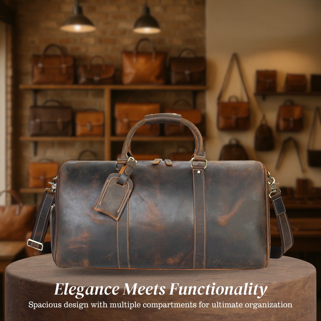 Rhett | Vintage Full-Grain Leather Duffel for Refined Travel