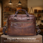 Mason | Professional Leather Laptop Bag with Curved Zip Detail