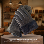 Henry | Deer Pattern Goatskin Winter Gloves for Men