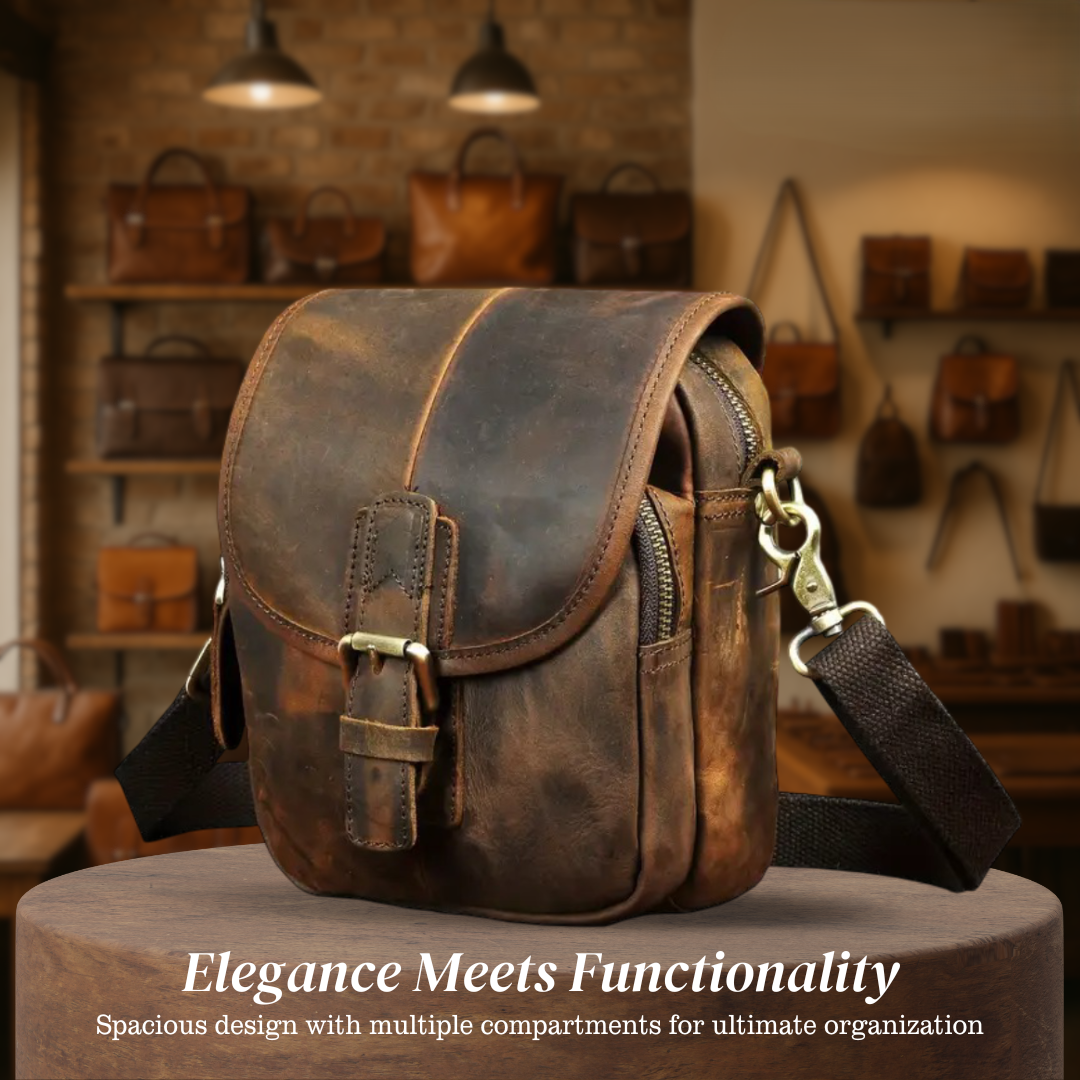 Nolan | Compact Leather Crossbody Pouch with Buckle Flap