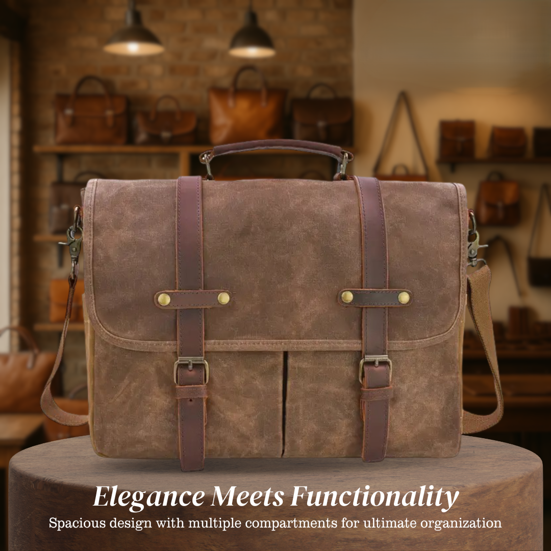 Bennett | Vintage Canvas Messenger with Leather Straps
