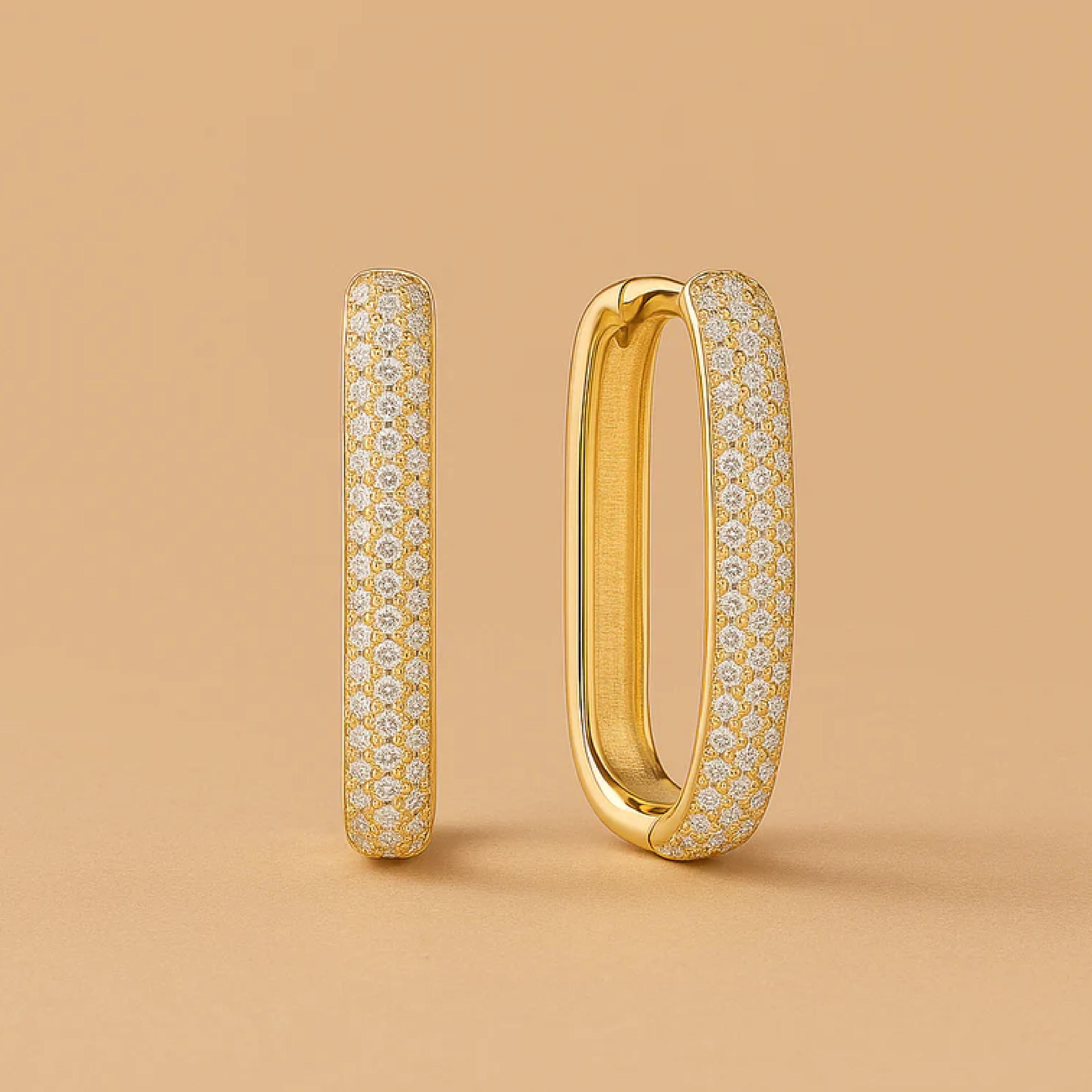 Statement Pavé Hoop Earrings in Radiant Gold