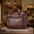 Clayton | Classic Leather Briefcase with Front Zip Accent