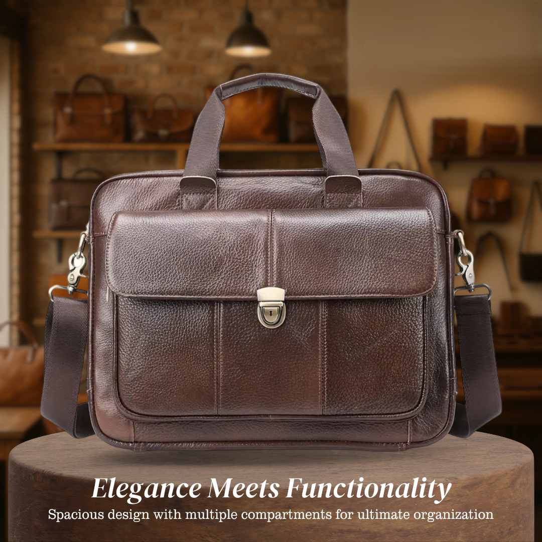 Wyatt | Heritage Leather Briefcase with Secure Lock Flap