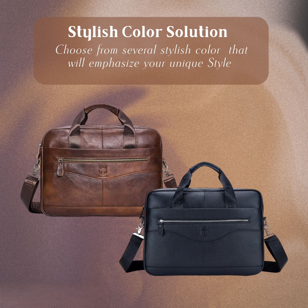 Mason | Professional Leather Laptop Bag with Curved Zip Detail