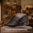 Hanz | Genuine Leather Adjustable Fit Newsboy Cap