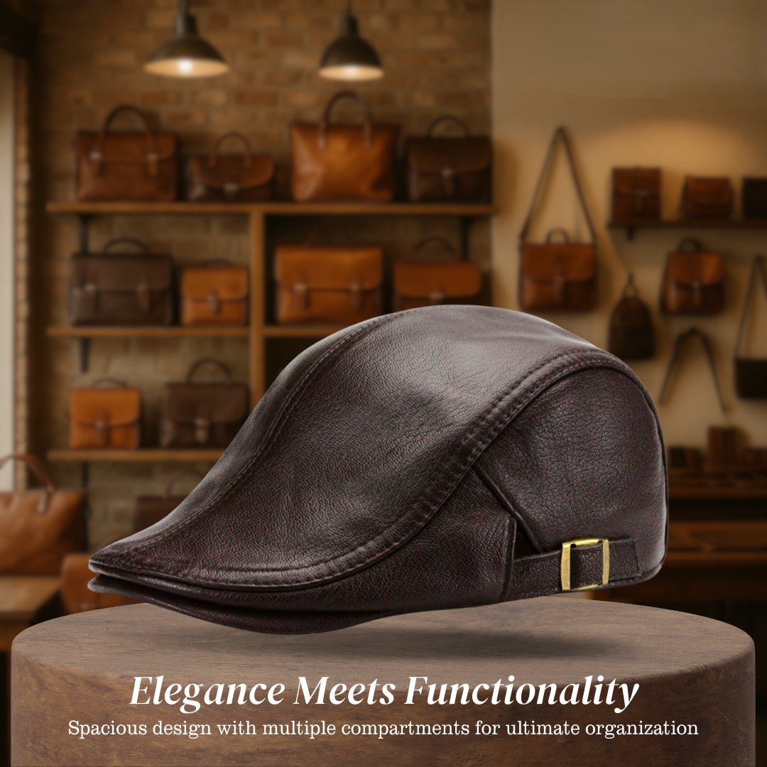 Hanz | Genuine Leather Adjustable Fit Newsboy Cap