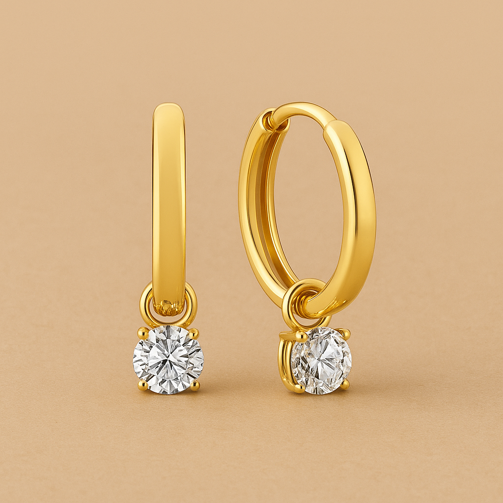 Larmes de Lune Stone Hoop Earrings in Gold