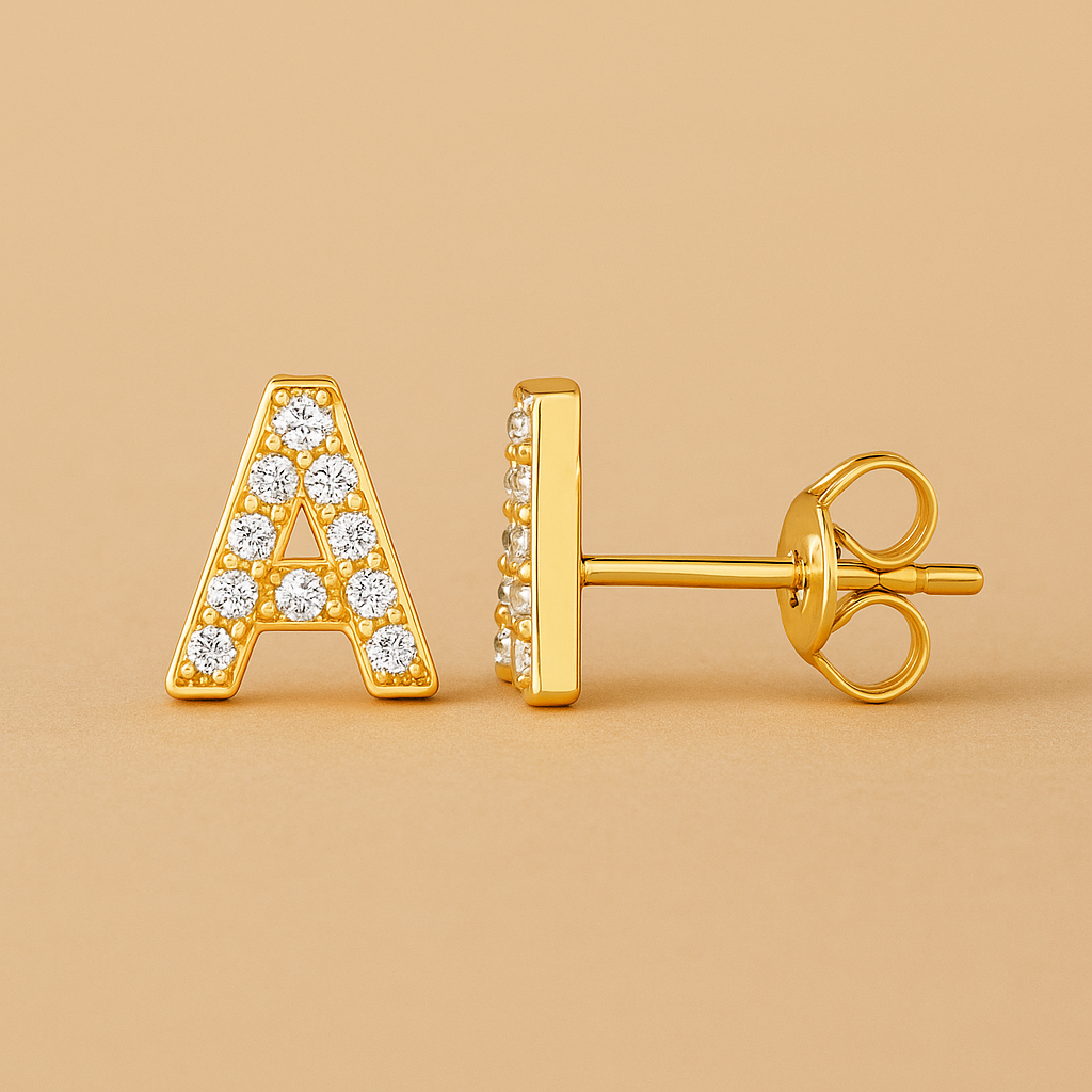 Initial Stud Earring in Gold