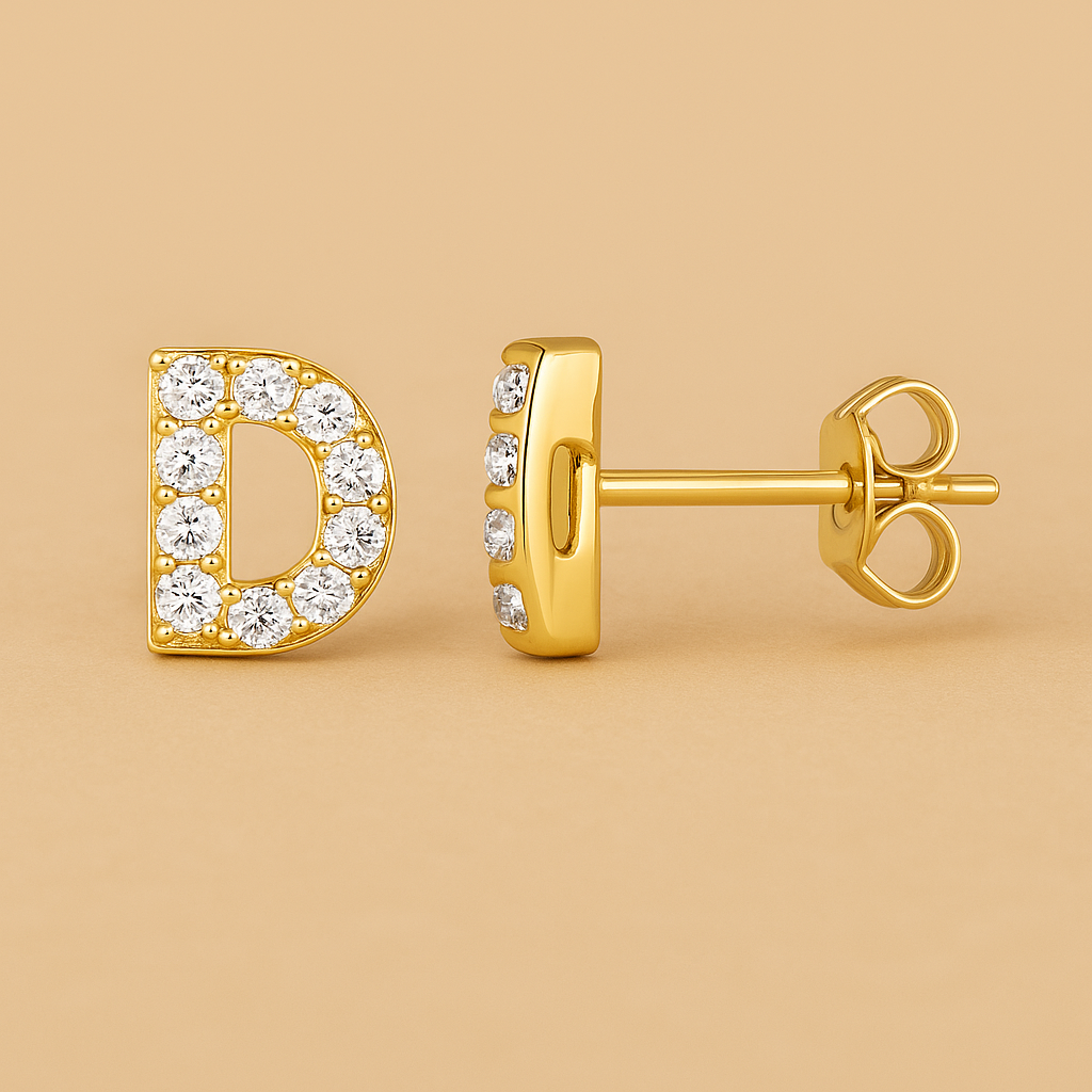 Initial Stud Earring in Gold