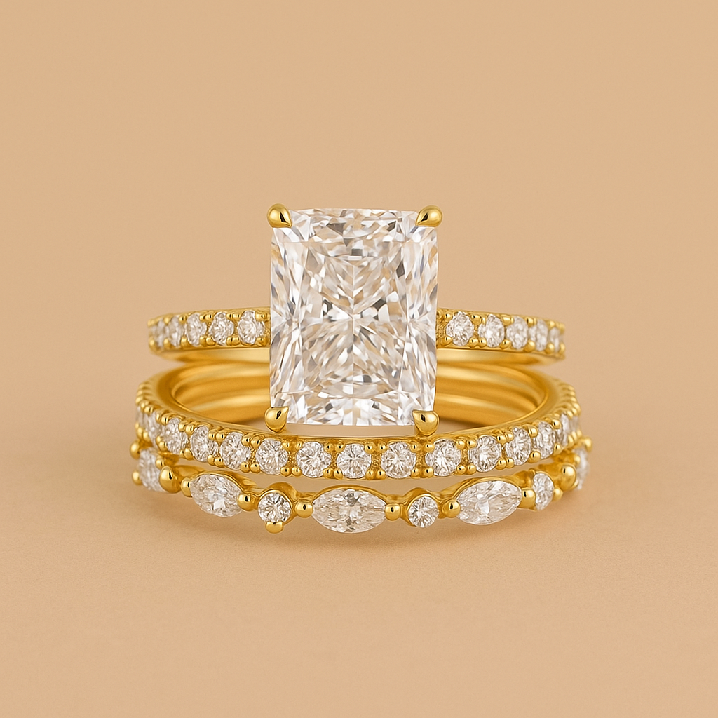 Jaily – 3-Piece Wedding Ring Set in Gold