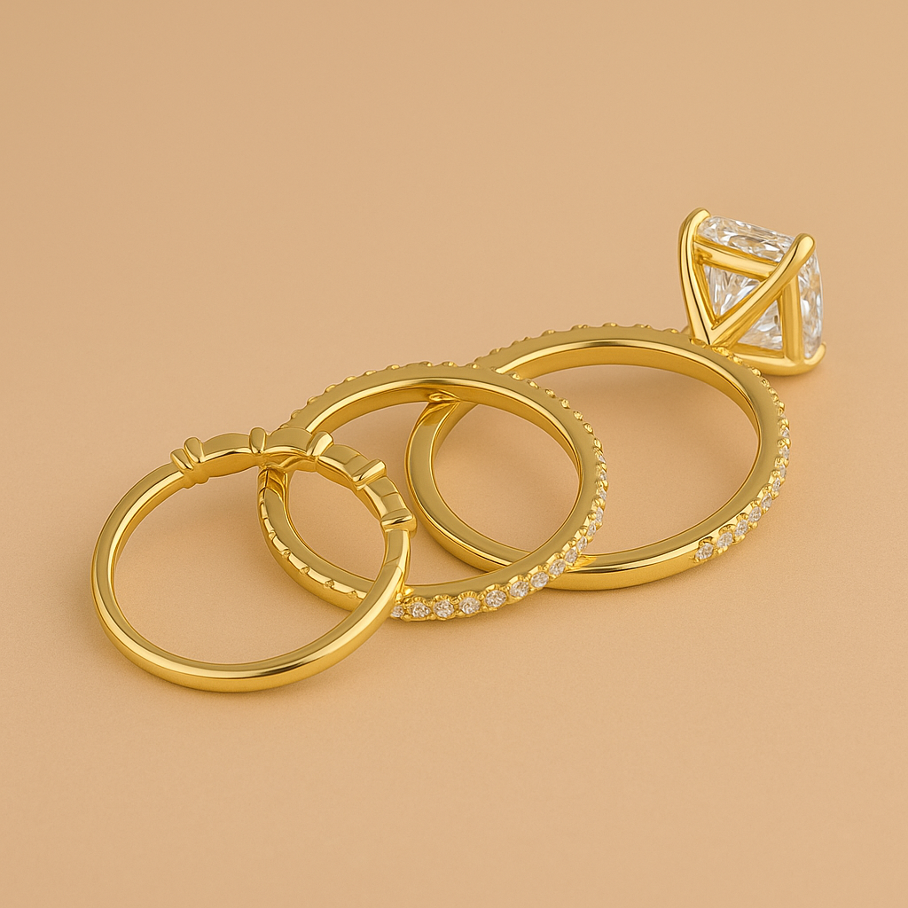 Jaily – 3-Piece Wedding Ring Set in Gold