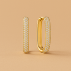 Large Pavé Hoop Earrings in Gold