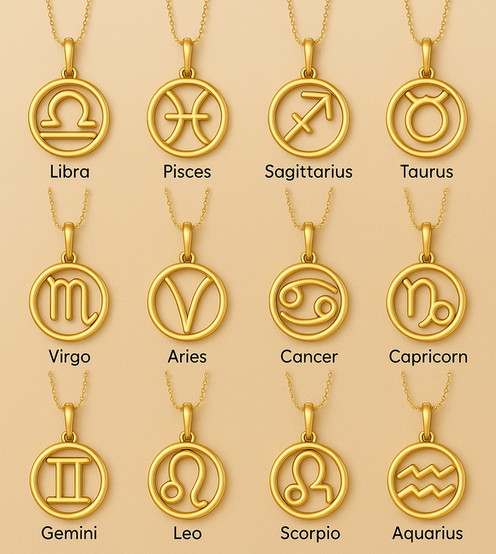 Celestial Zodiac Pendant in Gold