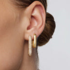 Large Pavé Hoop Earrings in Gold