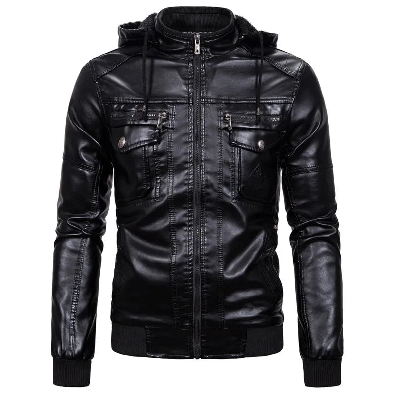 Nathan - Black Jacket with Removable Hood