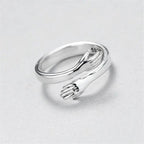 Silver adjustable hug ring
