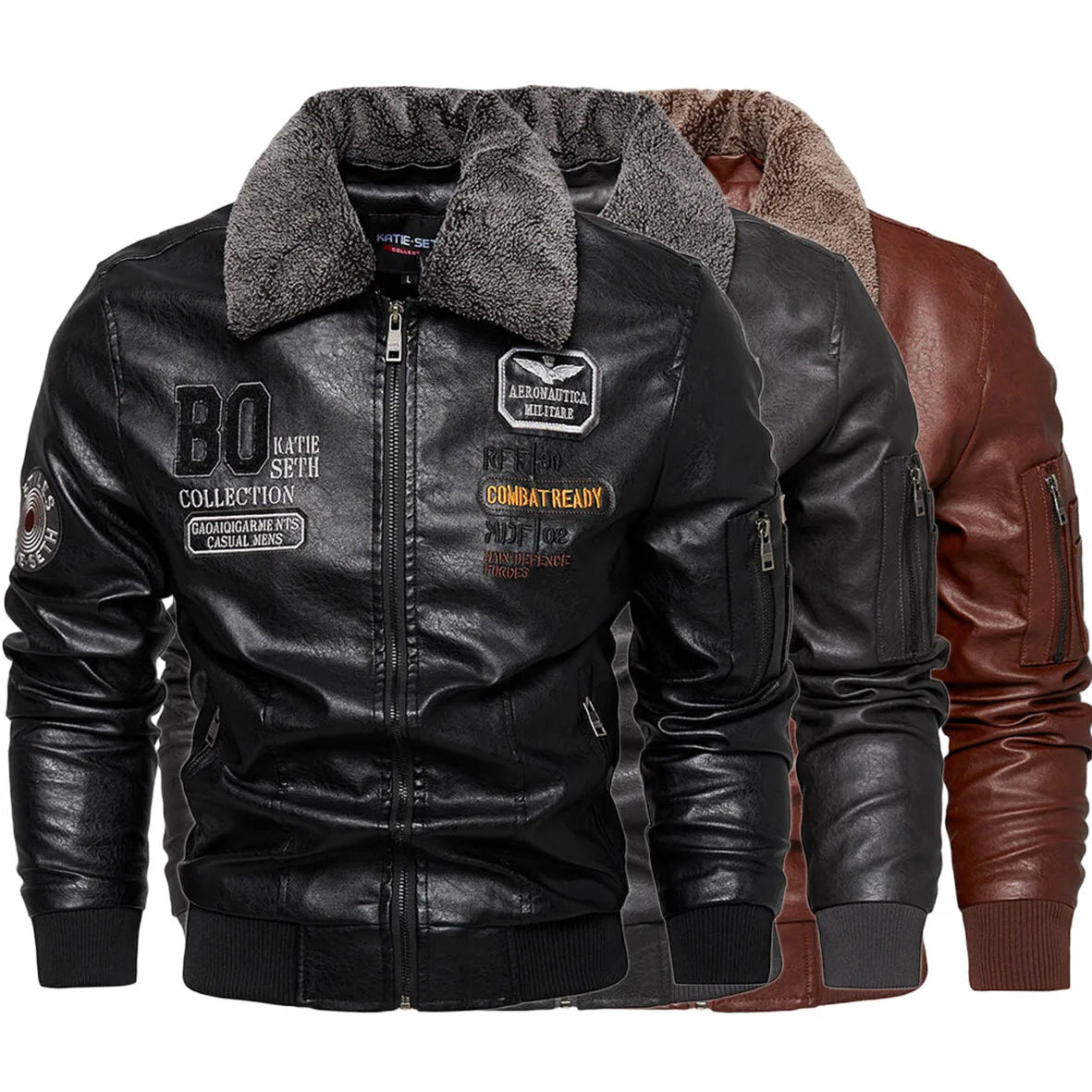 Raphaël - Black Aviator Jacket with Fur Collar