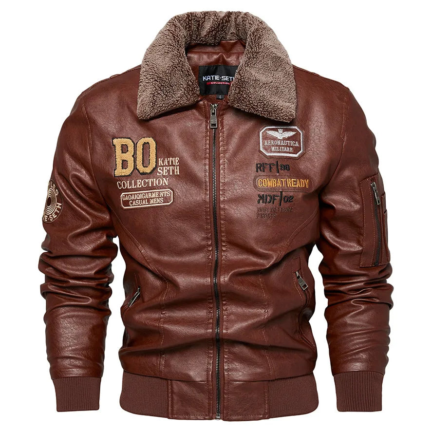 Raphaël - Black Aviator Jacket with Fur Collar