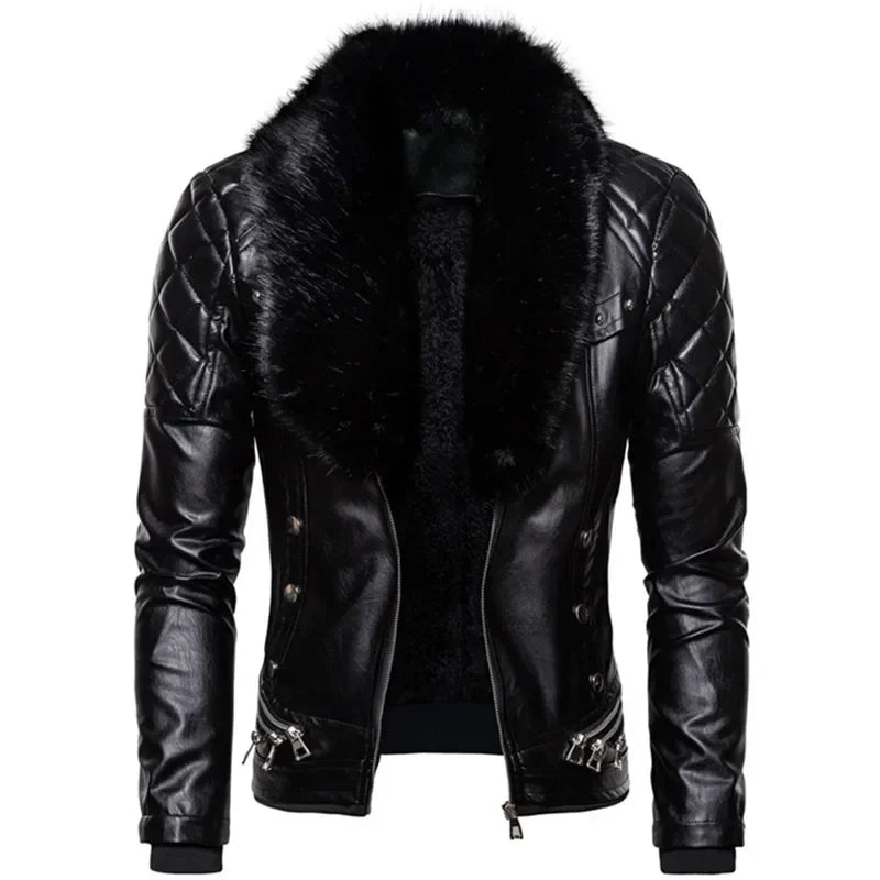 Thiago - Brown Aviator Jacket with Black Fur Collar