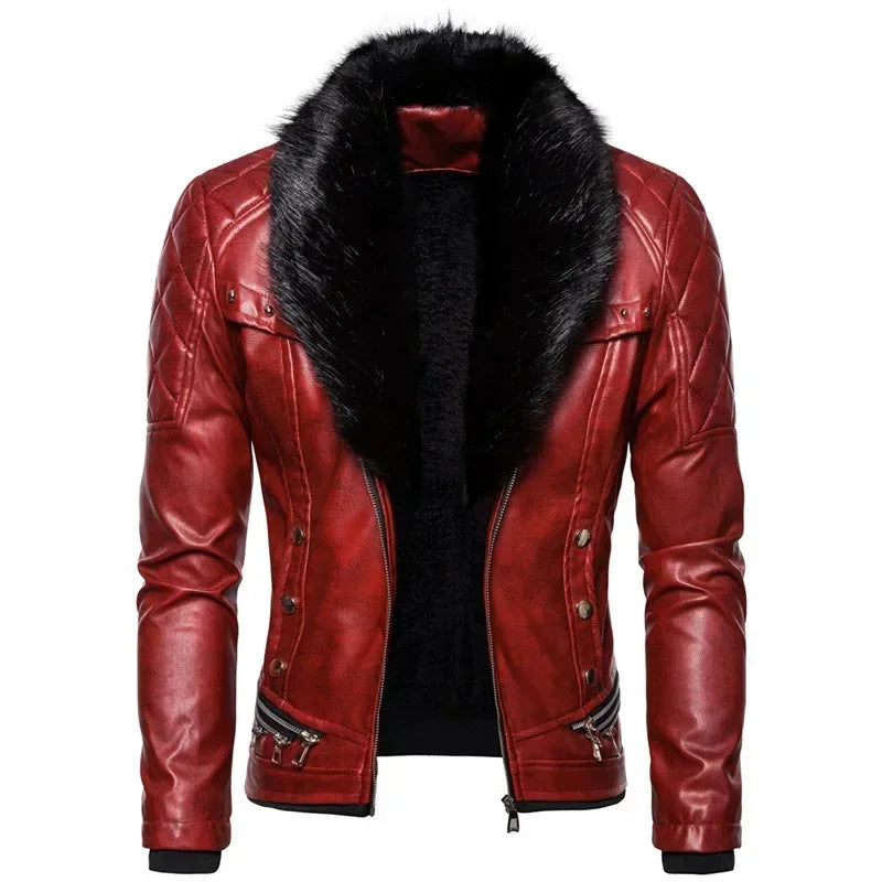 Thiago - Brown Aviator Jacket with Black Fur Collar