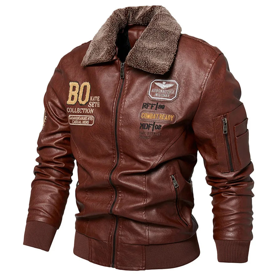 Raphaël - Black Aviator Jacket with Fur Collar