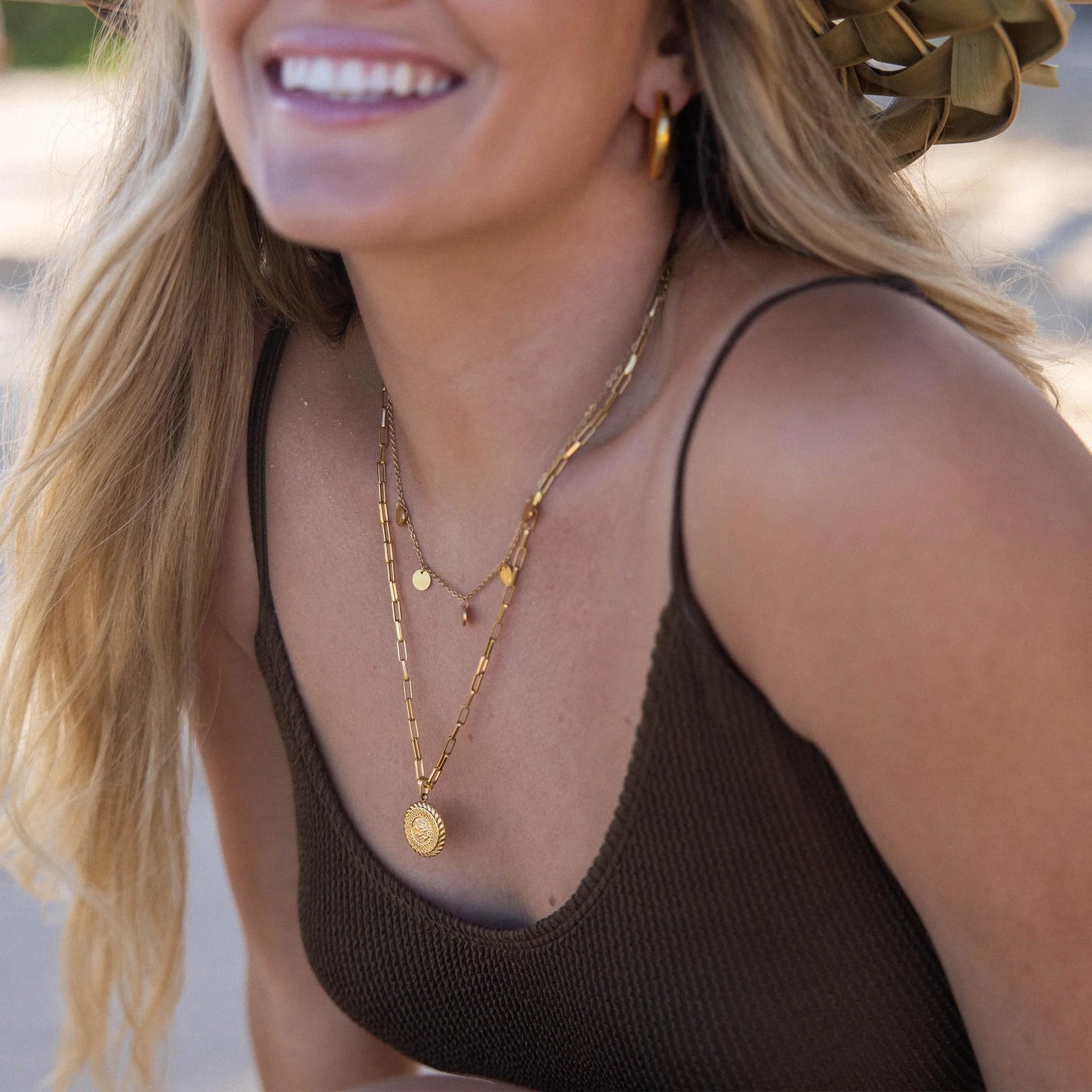 Buddha Medallion Necklace in Gold