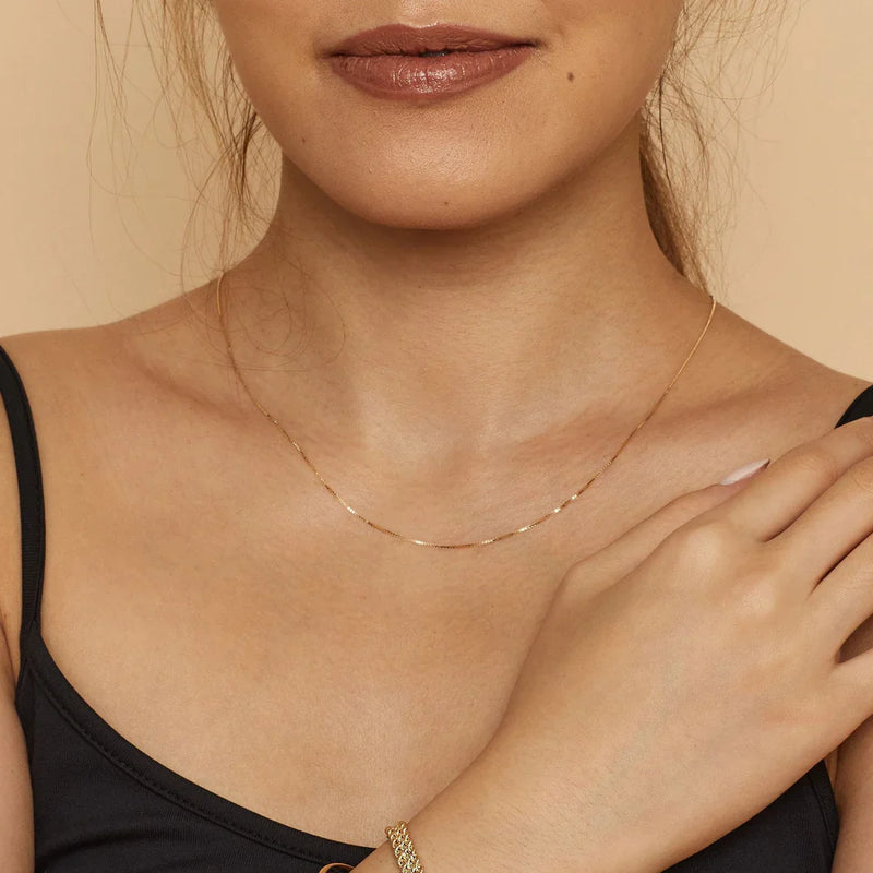 Bodega Box Chain Necklace in Gold