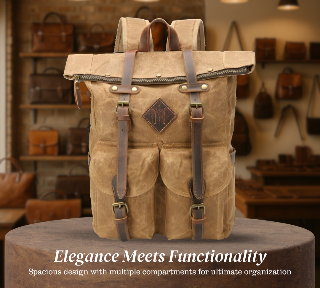 Edriel | Laptop Leather Roll-Top | Backpack