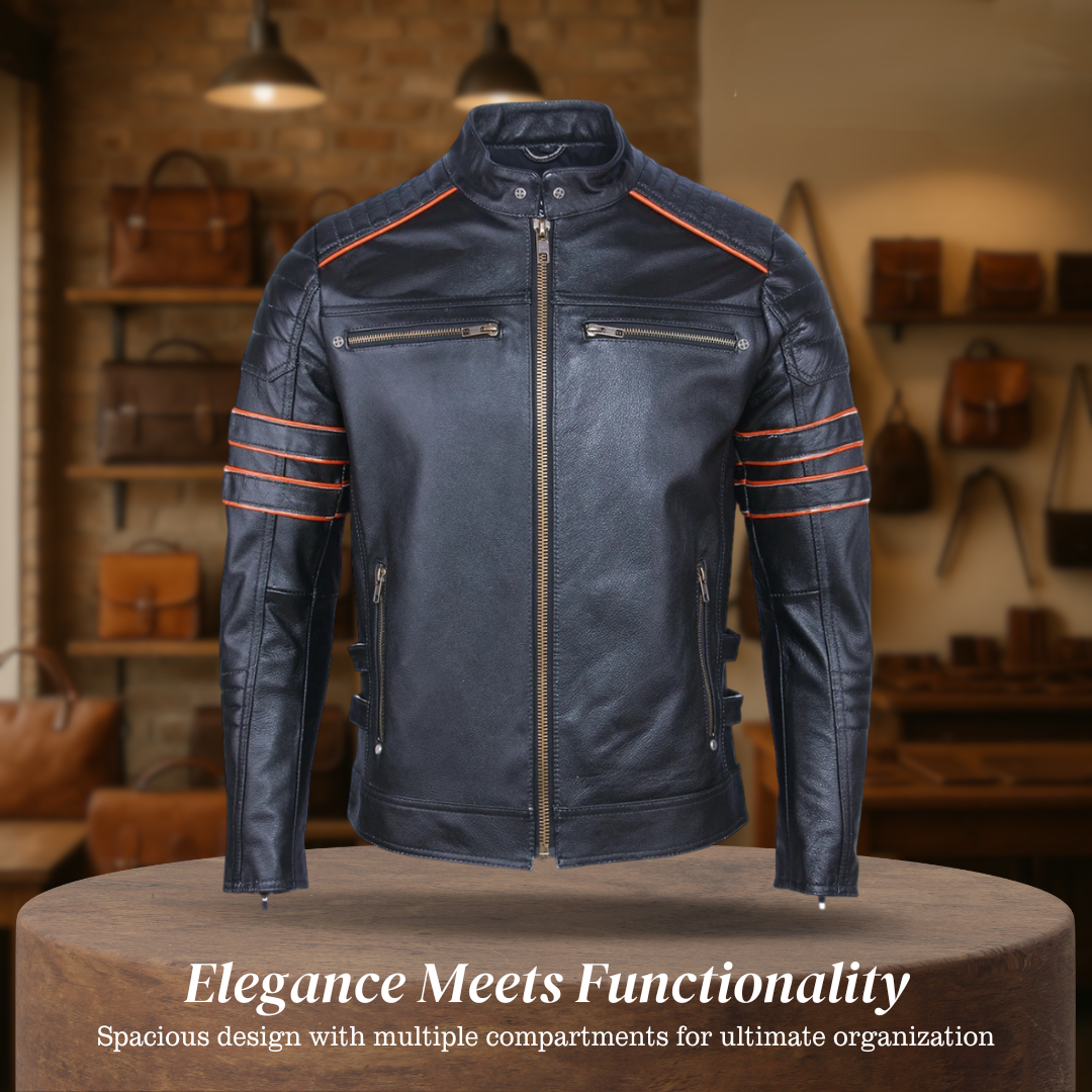 Darwin | Graphic Embroidered Leather Motorcycle Jacket