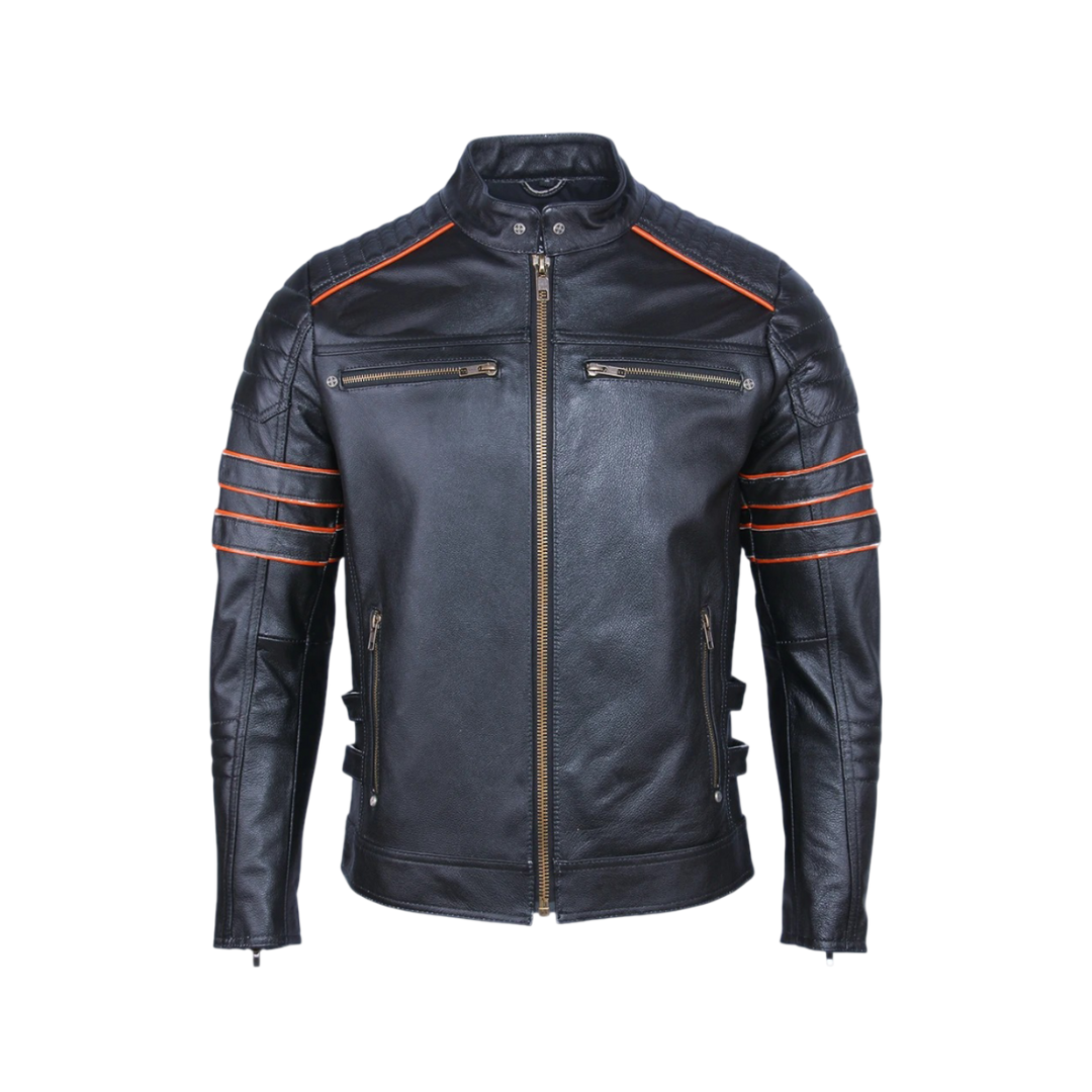 Darwin | Graphic Embroidered Leather Motorcycle Jacket