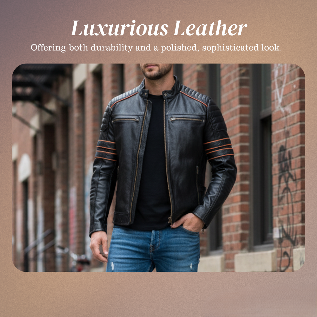 Darwin | Graphic Embroidered Leather Motorcycle Jacket