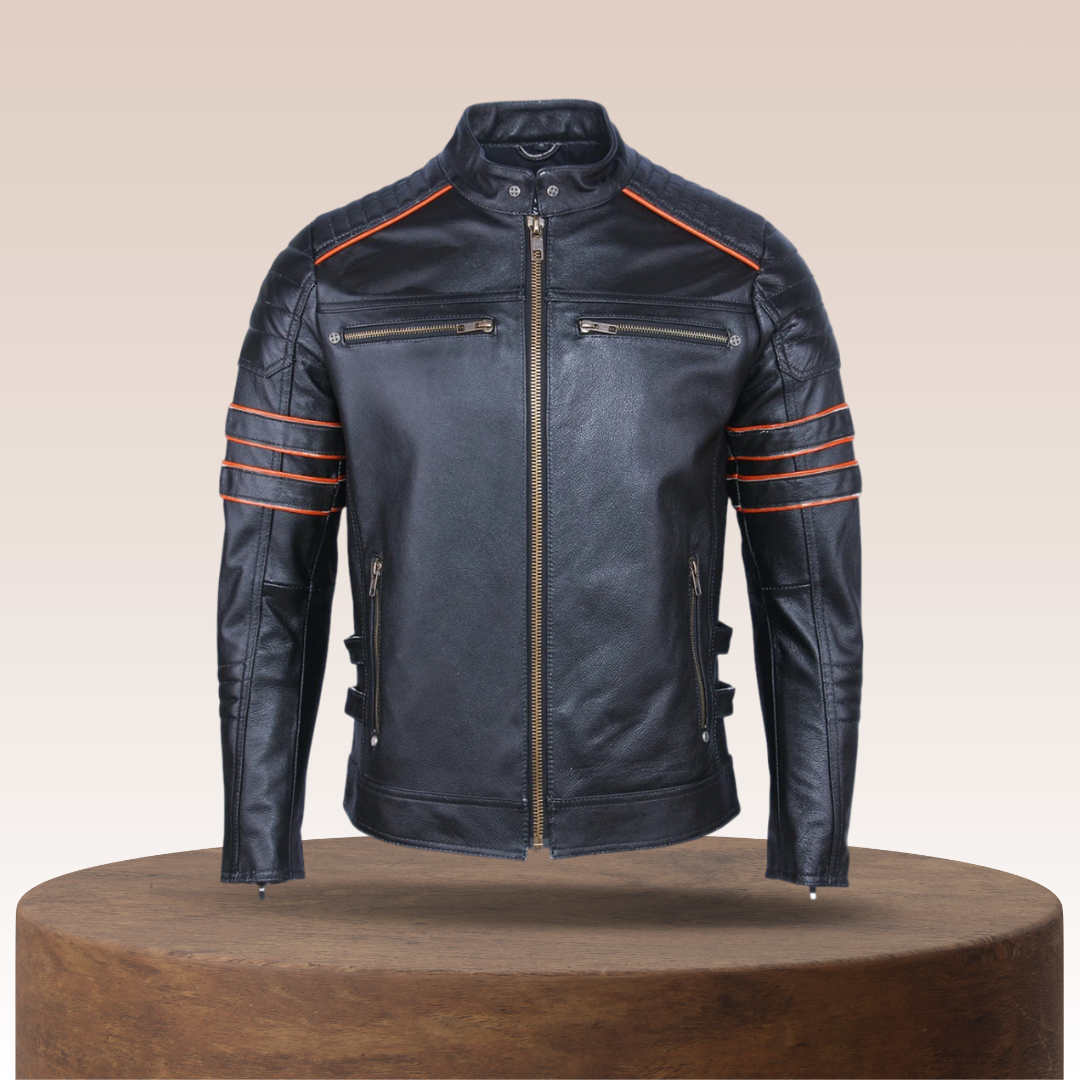 Darwin | Graphic Embroidered Leather Motorcycle Jacket